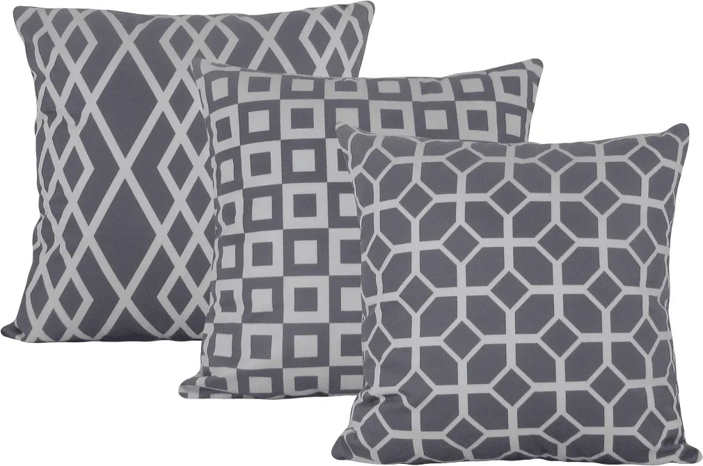 3 Capas para Almofada Soft Turim Geométrico Cinza 43x43cm
