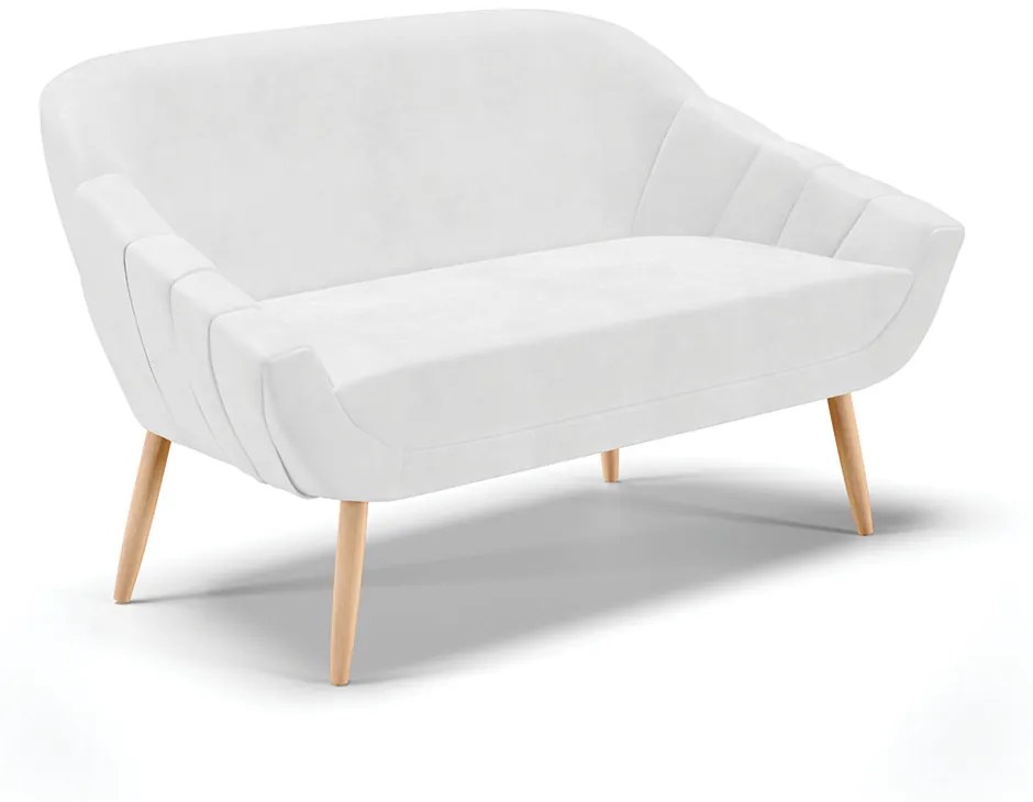 Namoradeira 02 Lugares Giovana Corano Branco Pés Palito Natural - Indo Decorar