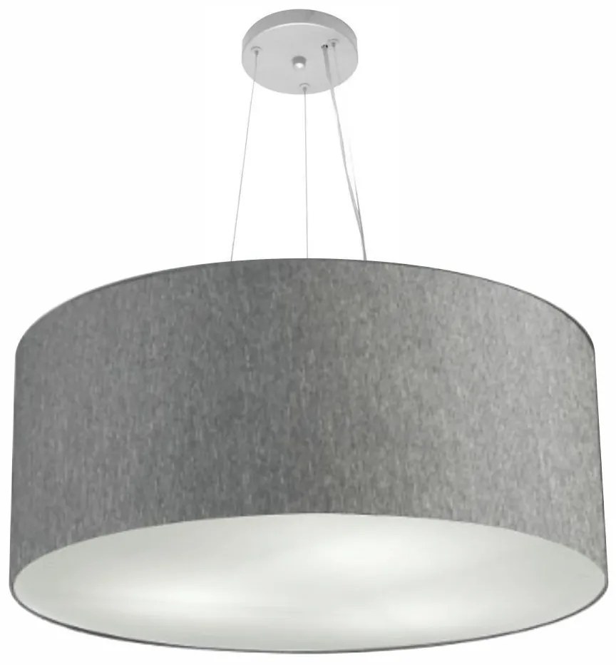 Lustre Pendente Cilíndrico Md-4150 Cúpula em Tecido 70x21cm Rustico Cinza - Bivolt