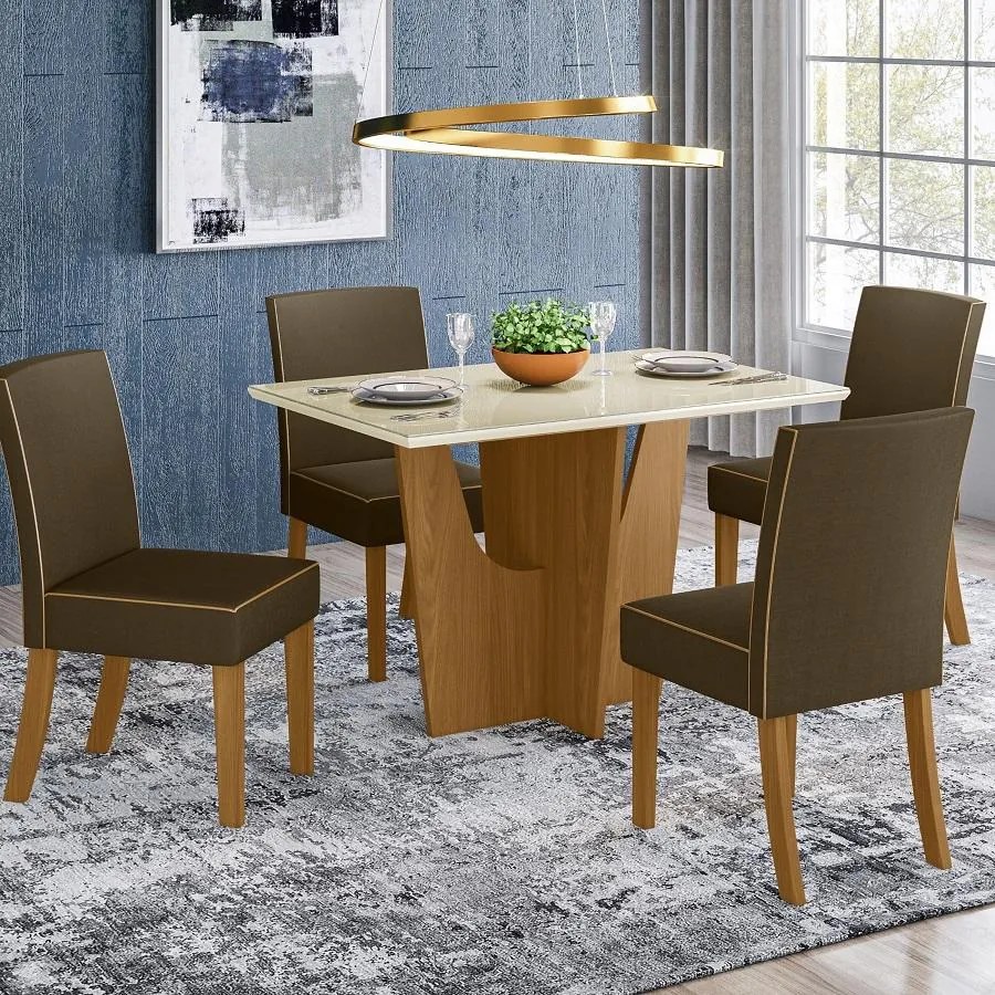 Mesa de Jantar Vértice 1200 04 Lugares Nature Off White