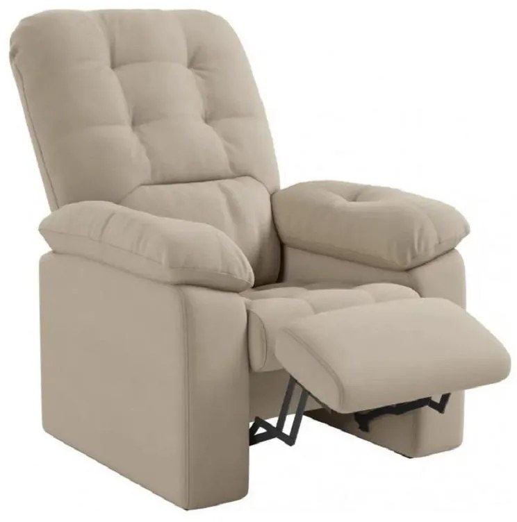 Poltrona Do Papai Reclinável Suede Veludo Estoril Capuccino