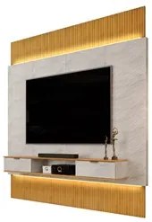 Painel Para TV 85 Pol Canelado Extensível Piso ao Teto D04 Quartzo/Ced