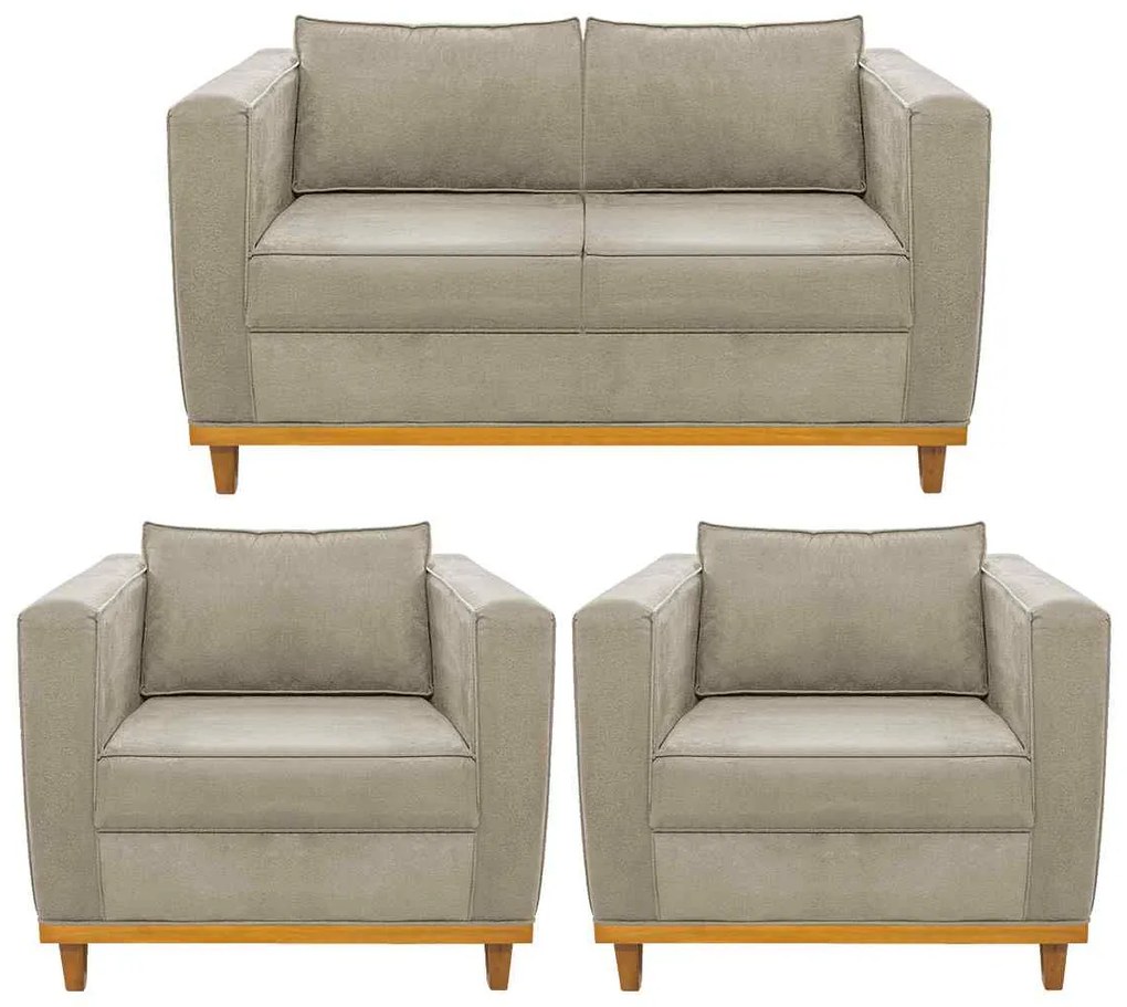 Kit Sofá 2 Lugares e 2 Poltronas Europa Corano Bege ADJ Decor