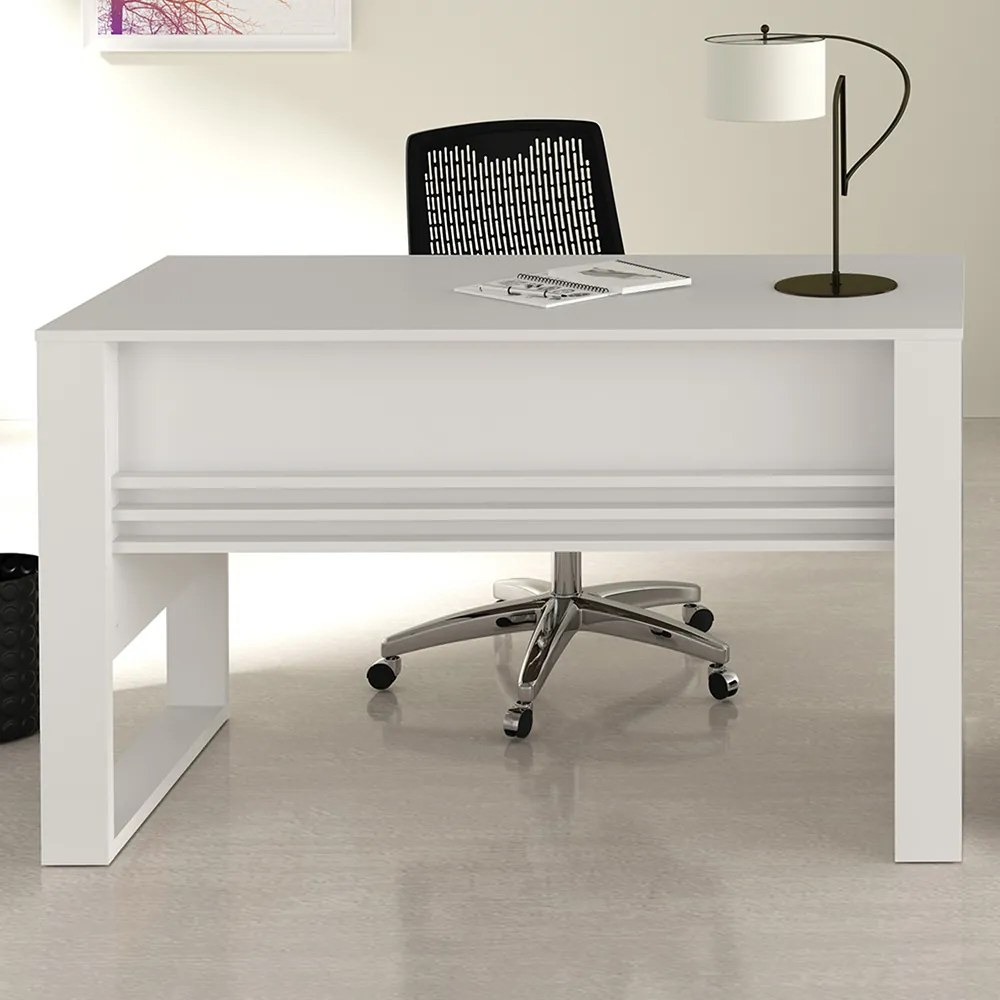 Mesa com Aplique para Escritório Home Office ME4146 MDP Branco G69 - Gran Belo