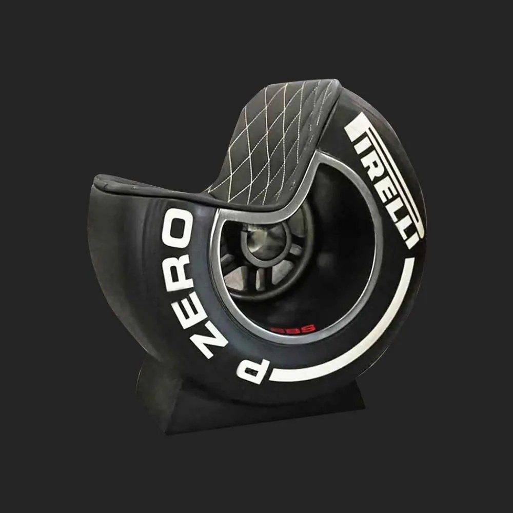Poltrona Decorativa Pneu Wheel Seat P Zero Preto/Branco G53 - Gran Belo