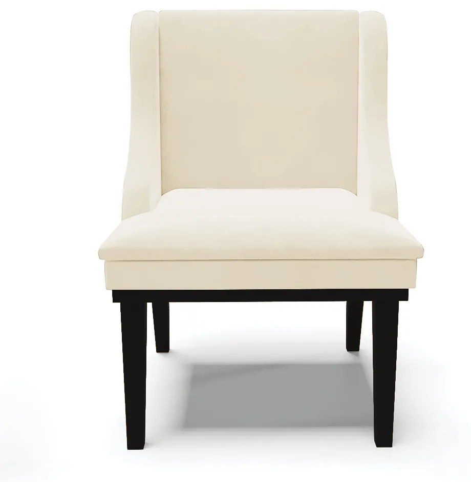 Cadeira de Jantar Liz Veludo Base Fixa Madeira Preto D03 - D'Rossi - Bege