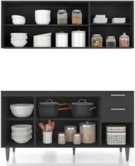 Armário de Cozinha CP01 Com Pia 150cm Pérola Z34 Preto      - Mpozenat