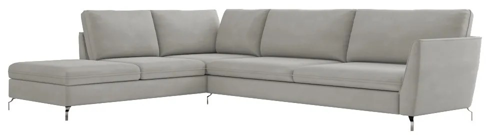 Sofá de Canto Chaise Esquerdo 287 cm Olívia Suede Cinza G52 - Gran Belo