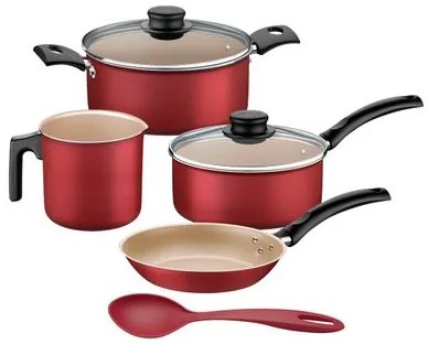 Jogo de Panelas Tramontina Turim 5 Peças Alumínio Antiaderente Starflon Max Vermelho