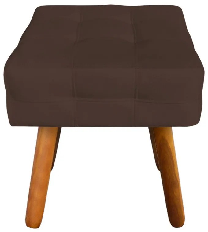 Puff Banqueta Decorativo Pé Palito de Madeira Elisa Suede Marrom D03 - D'Rossi