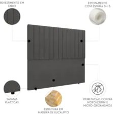 Cabeceira Cama Box Queen 160cm Estofada Plutus Saturno Grafite Z04 - M