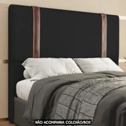 Cabeceira Cama Box Queen 160cm Estofada Glory Sintético Preto Z04 - Mp