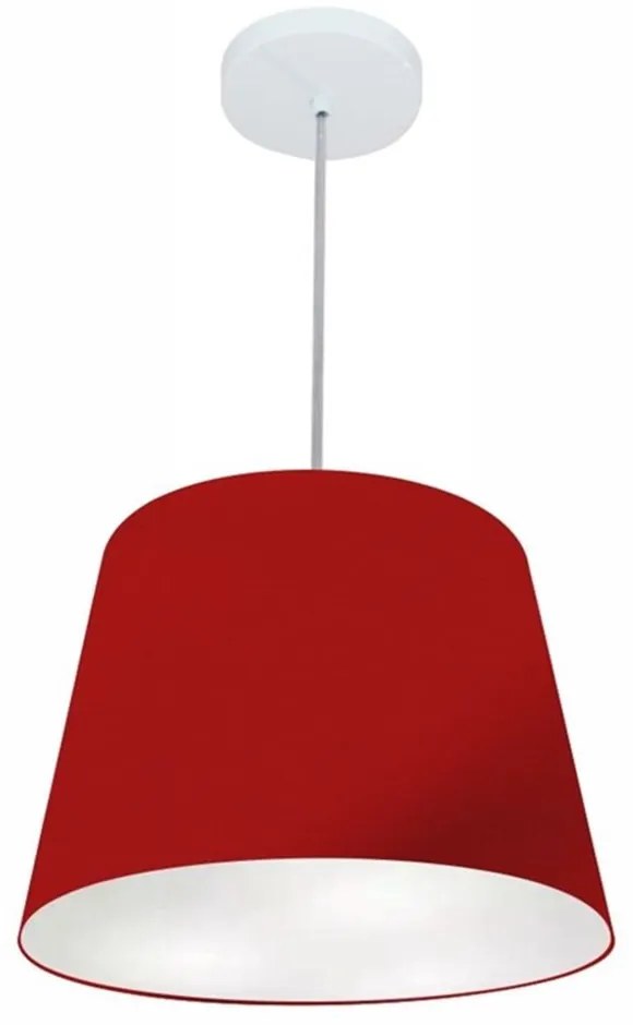 Lustre Pendente Cone Md-4155 Cúpula em Tecido 30/40x30cm Bordo - Bivolt