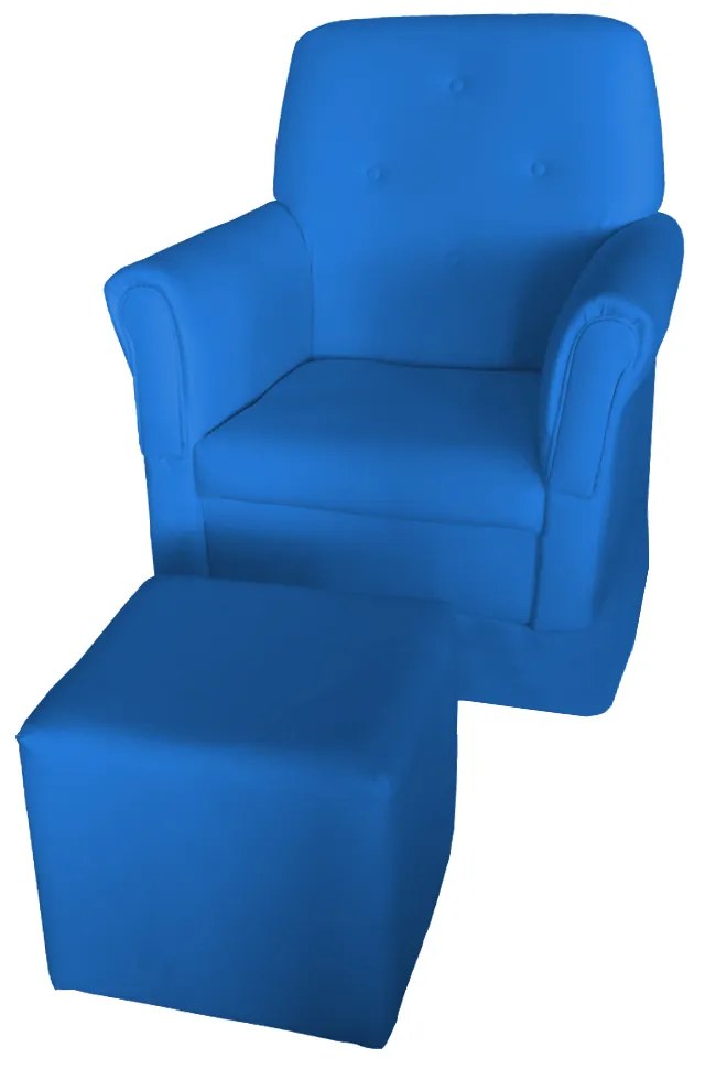 Poltrona Suzi Amamentação Balanço + Puff Suzi Suede Azul Royal