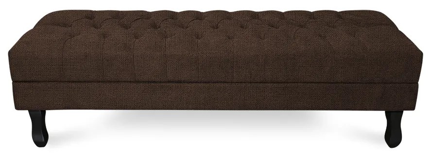 Puff Baú Decorativo Capitonê Luis XV 90x40cm Linho Marrom - Sheep Estofados - Marrom