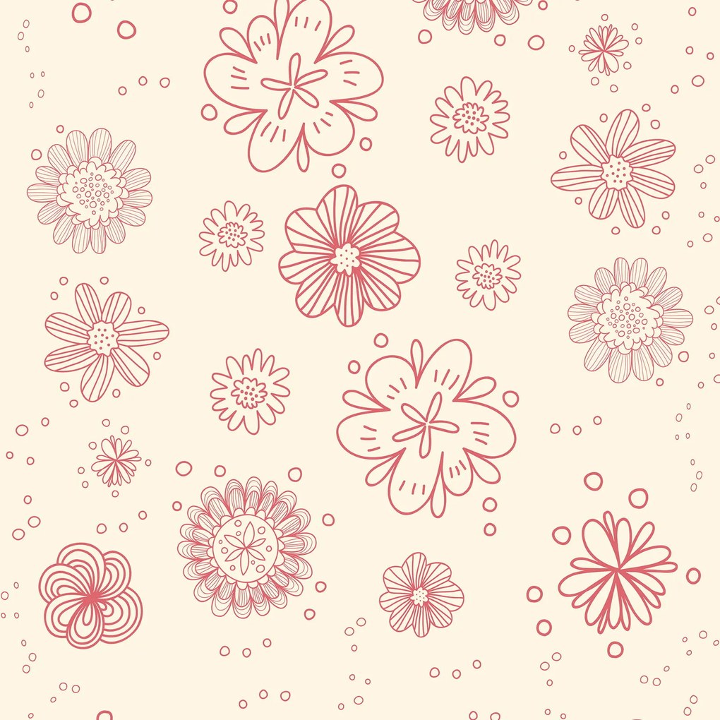 Papel de parede adesivo floral vermelho e creme
