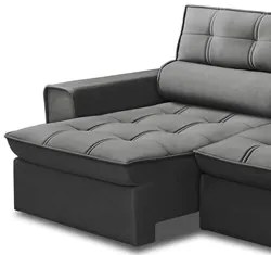 Sofá Retrátil Reclinável 3 Lugares 200cm Blanches F05 Veludo Grafite -