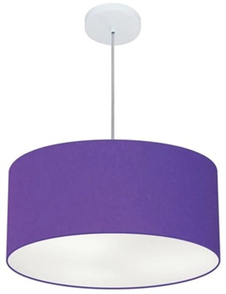 Lustre Pendente Cilíndrico Md-4100 Cúpula em Tecido 50x25cm Roxo - Bivolt