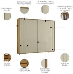 Guarda Roupa Casal 278cm Com 2 Portas Mya Opala/Cumaru Z10  - Mpozenat