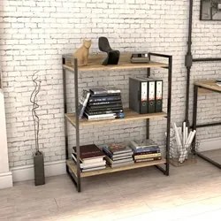 Kit 2 Estantes Livreiro Prisma Estilo Industrial 80cm 3 Prateleiras C0
