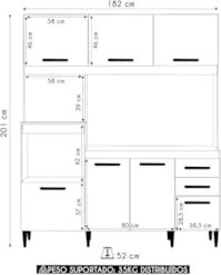 Armário de Cozinha Compacta Para Pia Melian Atacama/Off A15 - Mpozenat