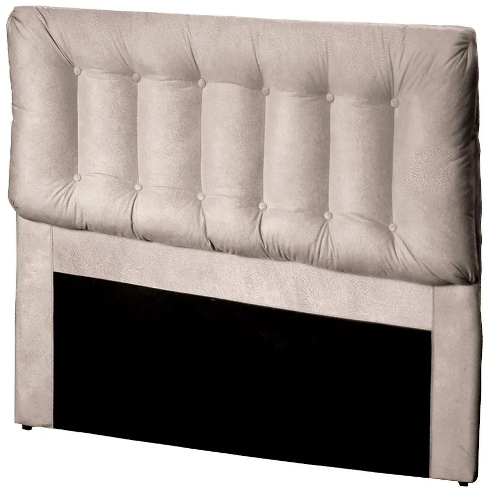 Cabeceira com Calçadeira Baú Casal 140cm Conforto Suede Bege - Sheep Estofados - Bege