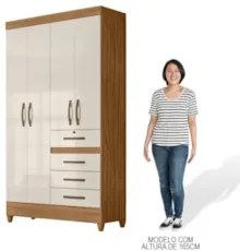 Guarda Roupa Solteiro 4 Portas 4 Gavetas 110cm Cabral Z17 Freijó/Off W