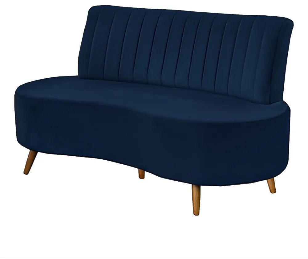 Sofá Decorativo 1,60M 2 Lugares Katara Veludo Azul Marinho G33 - Gran Belo