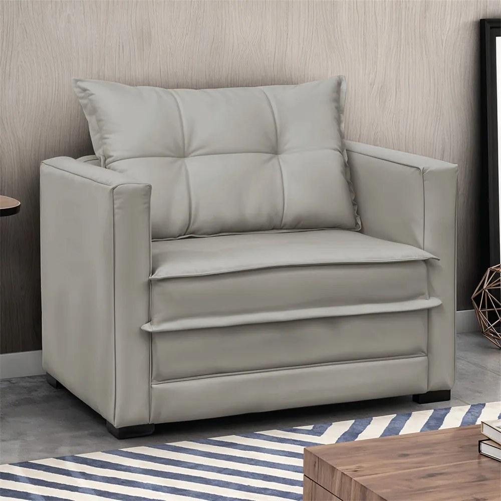 Poltrona Cama Retrátil Solteiro Milenni Veludo B03 - D'Rossi - Prata