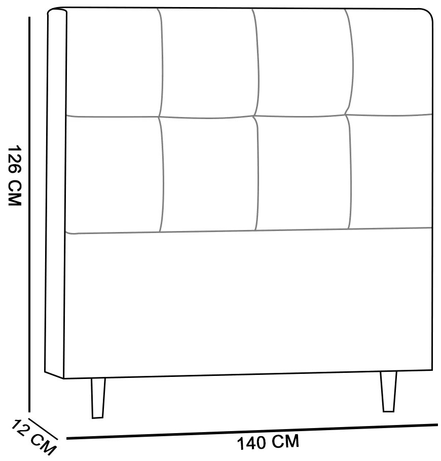 Cabeceira Casal Cama Box 140cm para Quarto Roma Suede I02 - D'Rossi - Marrom