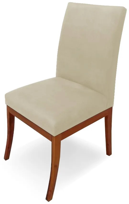 Conjunto 8 Cadeiras Raquel para Sala de Jantar Base de Eucalipto Suede Bege