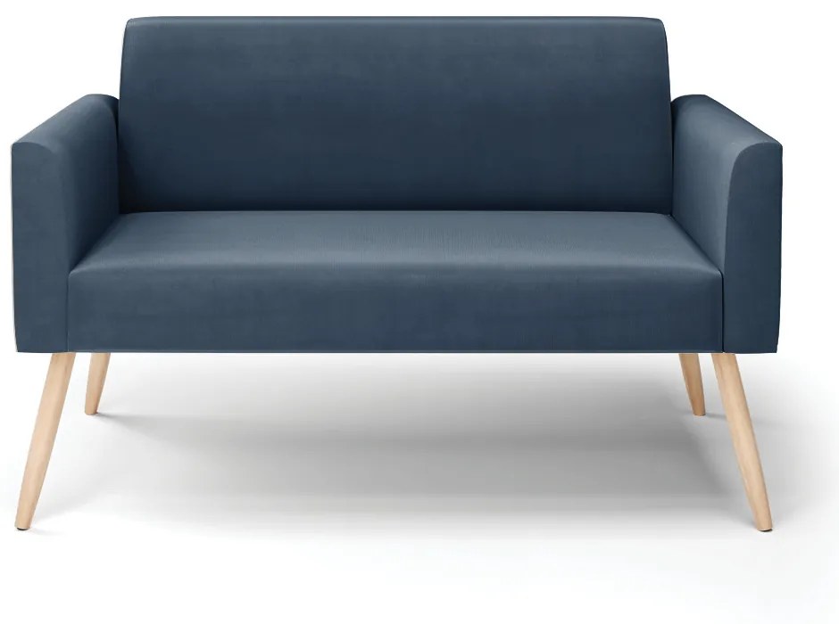 Sofá Namoradeira Pés Palito Natural Marisa Suede D03 - D'Rossi - Azul Marinho