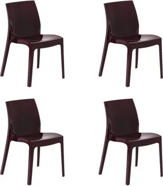 Kit 4 Cadeiras Tramontina Alice Vermelho Garnet Brilho em Polipropileno
