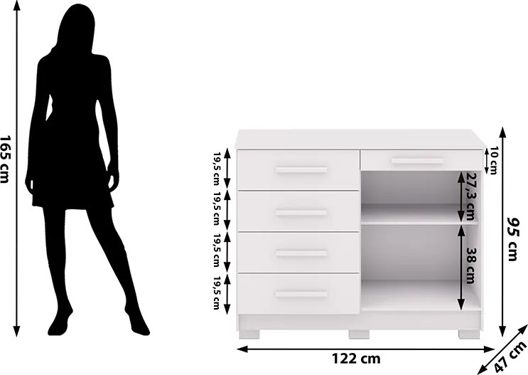 Cômoda Quarto 122cm com 2 Portas Sapateira Vitória V01 - D'Rossi - Branco