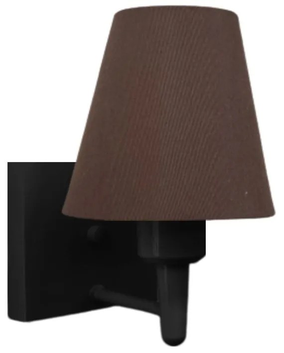 Arandela Quadrada Md-2034 Preto Cúpula em Tecido Cone Café - Bivolt