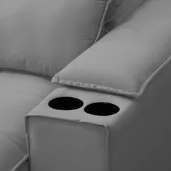 Sofá Retrátil 4 Lugares com Porta Copo 280cm Andes F05 Veludo Cinza -