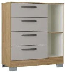 Cômoda Sapateira para Quarto 1 Porta 4 Gavetas Quad Plus P11 Damasco/O