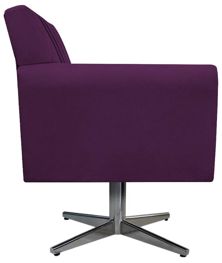 Poltrona Laura Base Giratória de Metal Suede Roxo - ADJ Decor