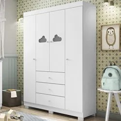 Guarda Roupa Infantil 4 Portas e 3 Gavetas Ane Branco - Phoenix