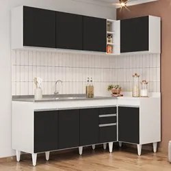 Armário de Cozinha Modulado de Canto Esquerdo 4 Peças CP51 com Pia Ino