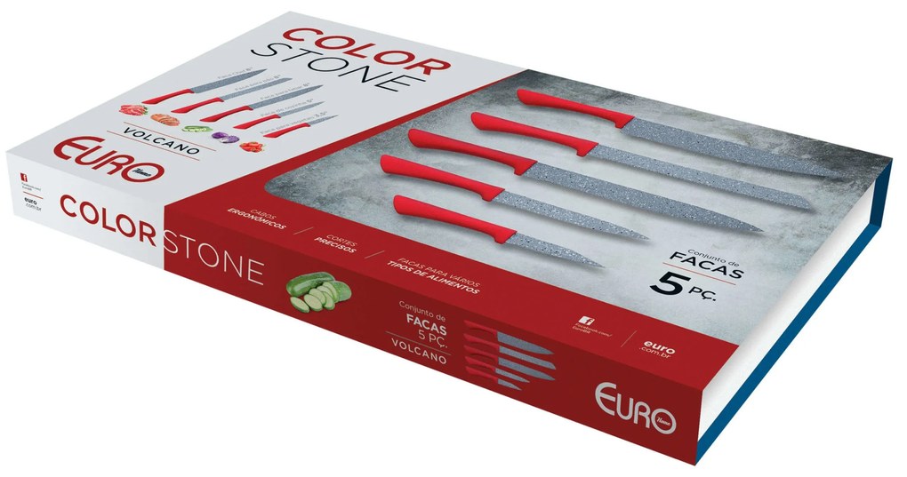 Conjunto De Facas Colorstone 5 Peças - Vermelho