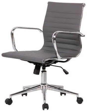 Cadeira Sevilha Eames Baixa PU Cinza Base Cromada 98cm - 62976 Sun House