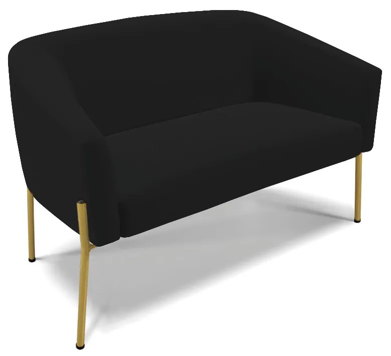 Namoradeira e 2 Poltronas Pé de Ferro Dourado Stella Linho D03 - D'Rossi - A79 Preto