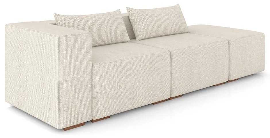 Sofá Versátil Sala de Estar Atlanta 338cm Modulado Linho Off White G52 - Gran Belo