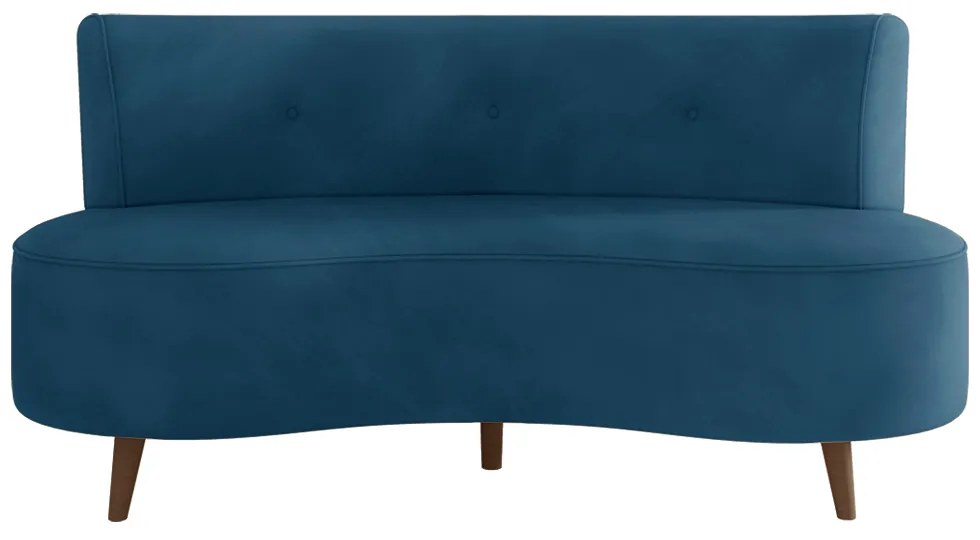 Sofá Living 2 Lugares 160cm Aang Pés Palito Veludo Azul Marinho G33 - Gran Belo