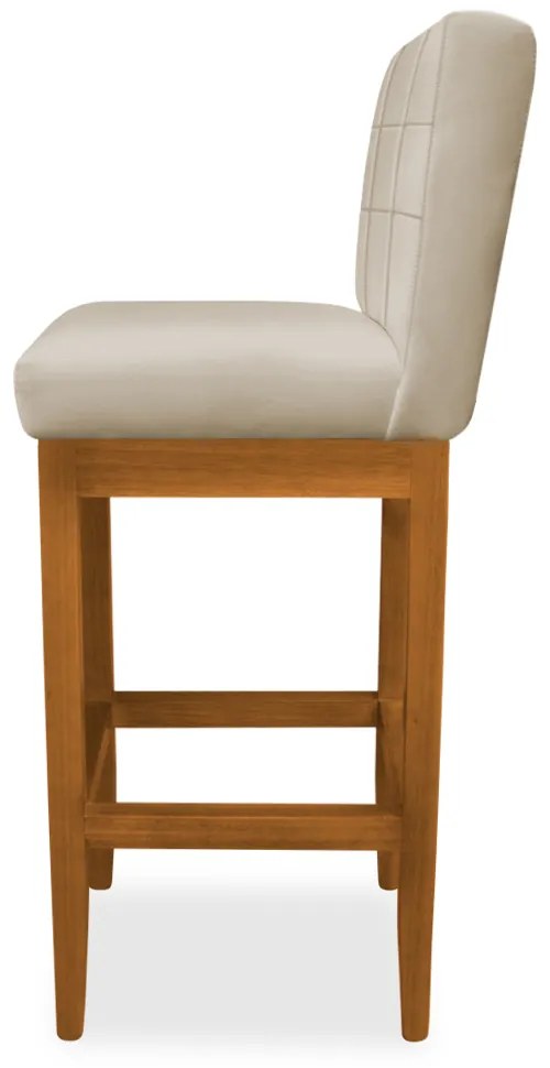 Banqueta Alta Sueli Base Madeira Maciça Estofada Suede Nude