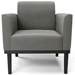 Sofá Namoradeira e 1 Poltrona Base Madeira Preto Maressa Suede Grafite