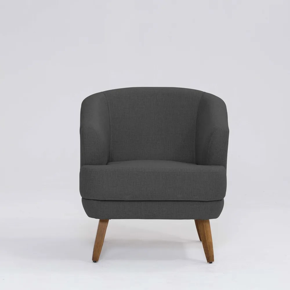 Poltrona Decorativa Milão D07 Pés Madeira Linho Mescla Chumbo - D'Rossi