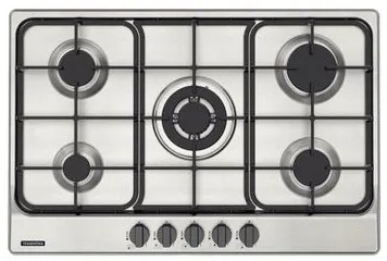 Cooktop a Gás Tramontina Penta FF 5GX Tri 75 em Aço Inox e Trempes em Ferro Fundido 5 Queimadores