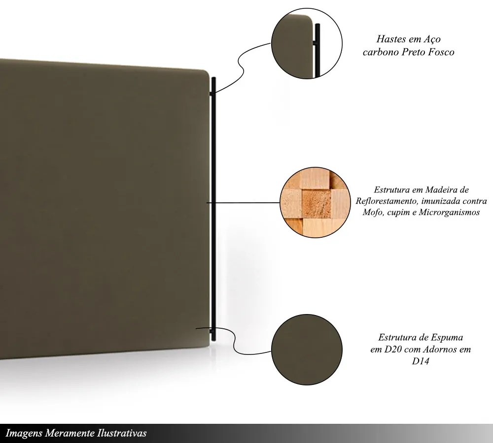 Cabeceira Design para Cama de Casal Bezos Pés em Madeira Veludo Castor G91 - Gran Belo